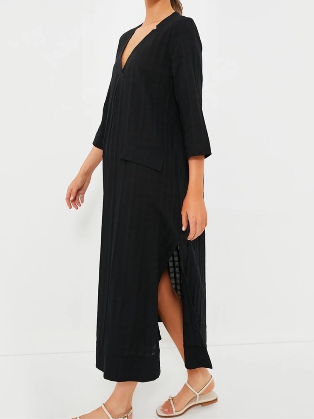 TUCKERNUCK POMANDER PLACE WOMENS BLACK CAROLINA CAFTAN SWIM COVERUP DRESS LARGE